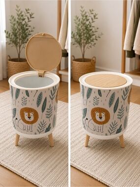 Kids Lion Print Trashcan